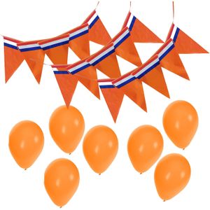 Bellatio decorations - Oranje versiering set - vlaggenlijnen en ballonnen - Vlaggenlijnen