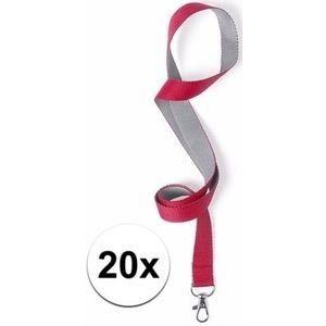 20x sleutelkoord rood met grijs 50x2 cm - Keycords