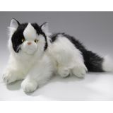 Knuffeldier Perzische kat/poes - zachte pluche stof - premium kwaliteit knuffels - wit/zwart - 30 cm - Knuffel huisdieren