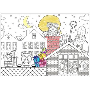 18x Papieren school Sinterklaasfeest kleurplaat placemats - Placemats
