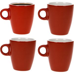 Cosy &amp; trendy Koffiekopjes / bekers - 4x - rood - 190 ml - Keramiek - Glans finish - Bekers