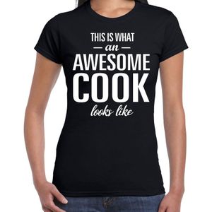 Awesome cook / kok cadeau t-shirt zwart dames - Feestshirts