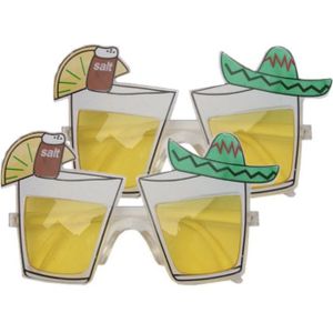 4x stuks mexico feest/party bril met tequila glazen - Verkleedbrillen