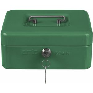 Geldkistje met 2 sleutels - groen - staal - muntbakje - 15 x 11 x 7 cm - inbraakbeveiliging - Geldkistjes