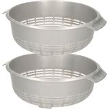 2x stuks 1x Kunststof vergiet zilver - 37 x 23 x 9 cm - Plastic vergieten keuken accessoires