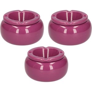 3x stuks Ronde stormasbakken paars 11 cm - Asbakken