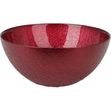 Decoratie schaal/fruitschaal - rood - glas - D28 cm - rond