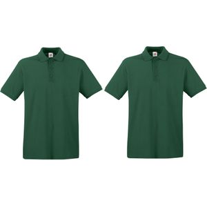 2-Pack maat S donkergroen poloshirt premium van katoen voor heren - Polo shirts