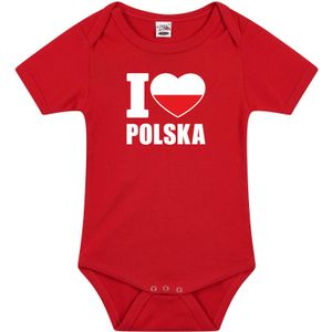 I love Polska baby rompertje rood Polen jongen/meisje - Rompertjes