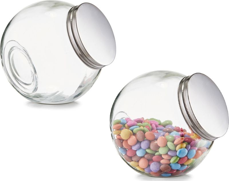 2x Glazen voorraadpotten/snoeppotten 1200 ml 15 x 10 cm - Voorraadpot