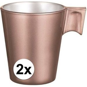 2x Rose goud espresso/koffie kop - Bekers