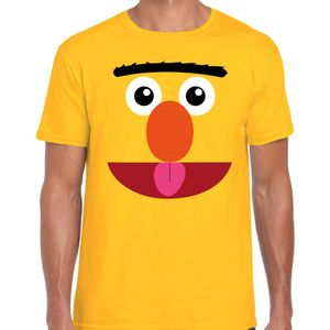 Verkleed / carnaval t-shirt geel cartoon knuffel pop voor heren - Verkleed / kostuum shirts - Feestshirts