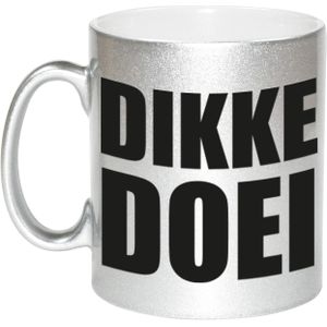 Dikke doei afscheids cadeau mok - zilver - 300 ml  keramiek - feest mokken