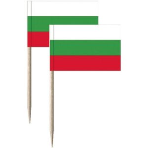 150x Cocktailprikkers Bulgarije 8 cm vlaggetje landen decoratie - Cocktailprikkers