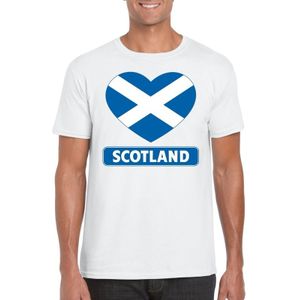 T-shirt wit Schotland vlag in hart wit heren - Feestshirts