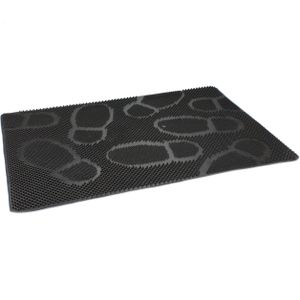 Rubberen deurmat/buitenmat zwart met noppen 60 x 40 cm - Anti slip vloermatten geschikt voor binnen en buiten