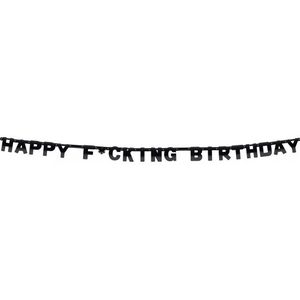 Happy Fucking Birthday letterslinger 220 cm van karton - Feestslingers