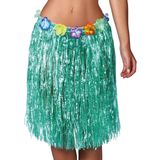 Hawaii verkleed rokje - voor volwassenen - groen - 50 cm - rieten hoela rokje - tropisch - Carnavalskostuums