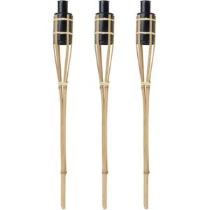 Articasa Tuinfakkels voor lampenolie - 6x stuks - 60 cm - bamboe hout - buiten - navulbaar
