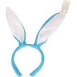 10x stuks konijnen/bunny oren licht blauw met wit voor volwassenen 27 x 28 cm - Verkleedhoofddeksels