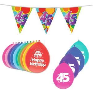 Leeftijd verjaardag thema 45 jaar pakket ballonnen/vlaggetjes - Feestpakketten