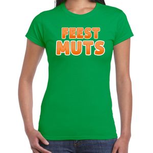 Verkleed t-shirt voor dames - Feest muts - groen/oranje - carnaval - Feestshirts