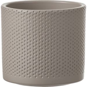 Mica Decorations Bloempot - taupe - relief - keramiek - D15 x H13 cm - plantenpotten binnen - Plantenpotten