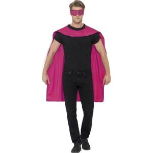 Fuchsia roze superhelden cape met masker - Carnavalskostuums