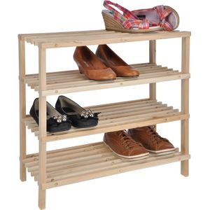 1x Smalle houten schoenenrekjes 4 laags 54 cm - Schoenenrekken
