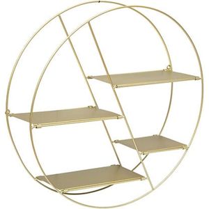 Wandkastje ronde vormen - goud - staal - 4 ongelijke plankjes -Â 50 x 13 cm - Wandrekken