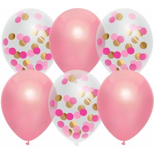 Feestversiering roze-mix thema ballonnen 6x stuks 30 cm - Ballonnen