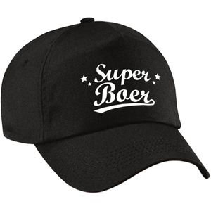 Super boer pet /cap zwart voor volwassenen - boer / boerin cadeau - Verkleedhoofddeksels