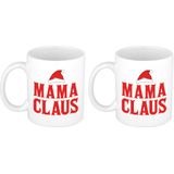 Set van 2x stuks mama Claus koffiemokken / theebekers kerst cadeau mama 300 ml - Bekers