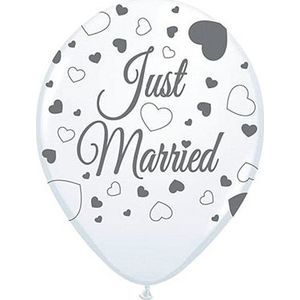 8x stuks Just Married bruiloft thema versiering ballonnen - Ballonnen