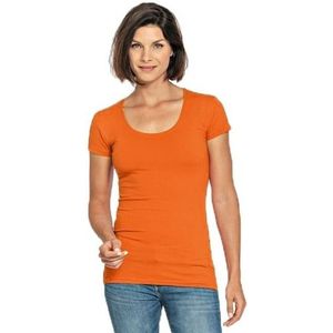 Lang dames t-shirt oranje met ronde hals - T-shirts
