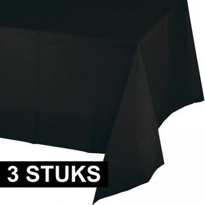 3x Tafellaken zwart 274 x 137 cm - Feesttafelkleden