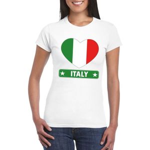 T-shirt wit Italie vlag in hart wit dames - Feestshirts