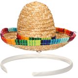 Mexicaanse mini Sombrero hoedje op diadeem - 4x - carnaval/verkleed accessoires - multi kleuren - st - Verkleedhoofddeksels