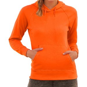 Oranje hoodie / sweater raglan met capuchon voor dames - Sweaters