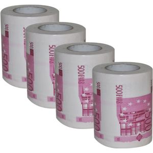 4x Rollen 500 euro toiletpapier - Fopartikelen