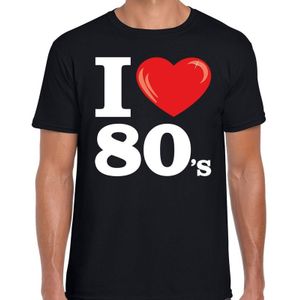 I love shirts voor heren zwart 80s bedrukking - Feestshirts