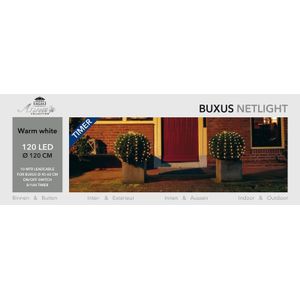 Buxus verlichting lichtnetten met timer 120 lampjes warm wit 120 cm - kerstverlichting lichtnet