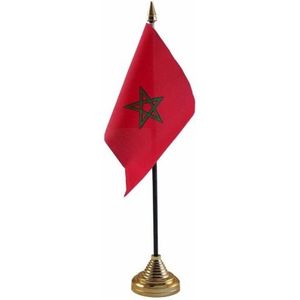 Polyester Marokkaanse vlag voor op bureau 10 x 15 cm - Vlaggen