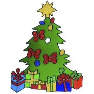 Kerstversiering raamstickers kerstboom plaatjes 30 cm - Feeststickers
