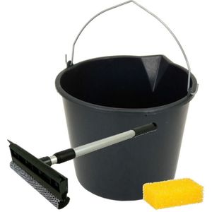 Auto ramen wassen/schoonmaken pakket - speciale spons/emmer/raamtrekker - Raamwissers