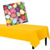 Pasen gedekte tafel set geel tafelkleed met 20x pasen thema servetten 33 x 33 cm - Feesttafelkleden