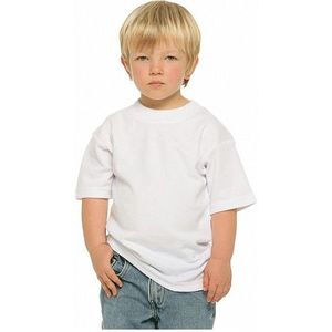 Set van 4x stuks wit kinder t-shirt met ronde hals, maat: S (122-128) - T-shirts