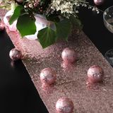 Santex Kerstdiner glitter tafelloper op rol - rose goud pailletten - 19 x 190 cm - polyester