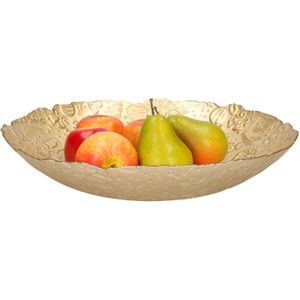 Decoratie schaal/fruitschaal - goud - glas - D40 cm - rond- kerst design