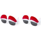 2x stuks kerst thema zonnebrillen/feestbrillen met kerstmutsen - Verkleedbrillen